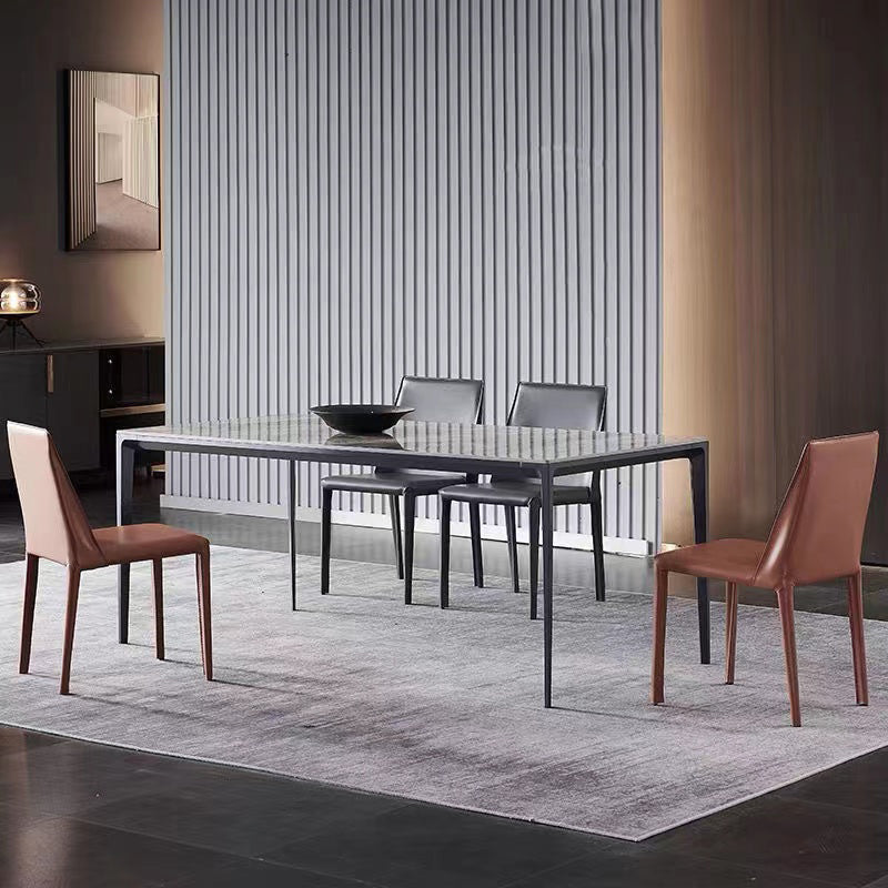 Industrial Sintered Stone Kitchen Table Rectangle Fixed Dining Room Desk