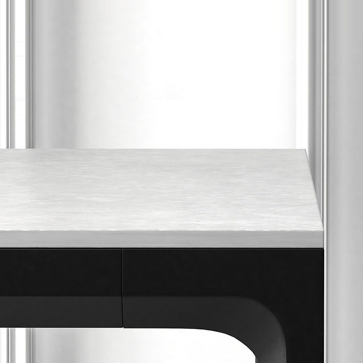 Industrial Sintered Stone Kitchen Table Rectangle Fixed Dining Room Desk