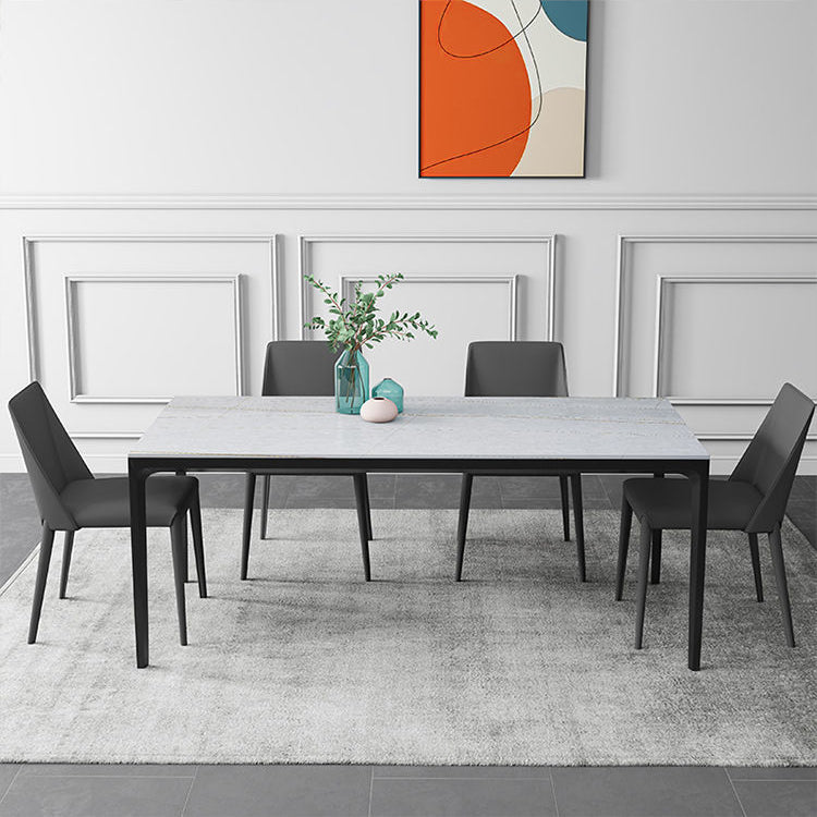 Industrial Sintered Stone Kitchen Table Rectangle Fixed Dining Room Desk