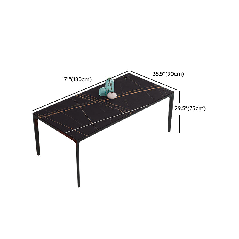 Industrial Sintered Stone Kitchen Table Rectangle Fixed Dining Room Desk