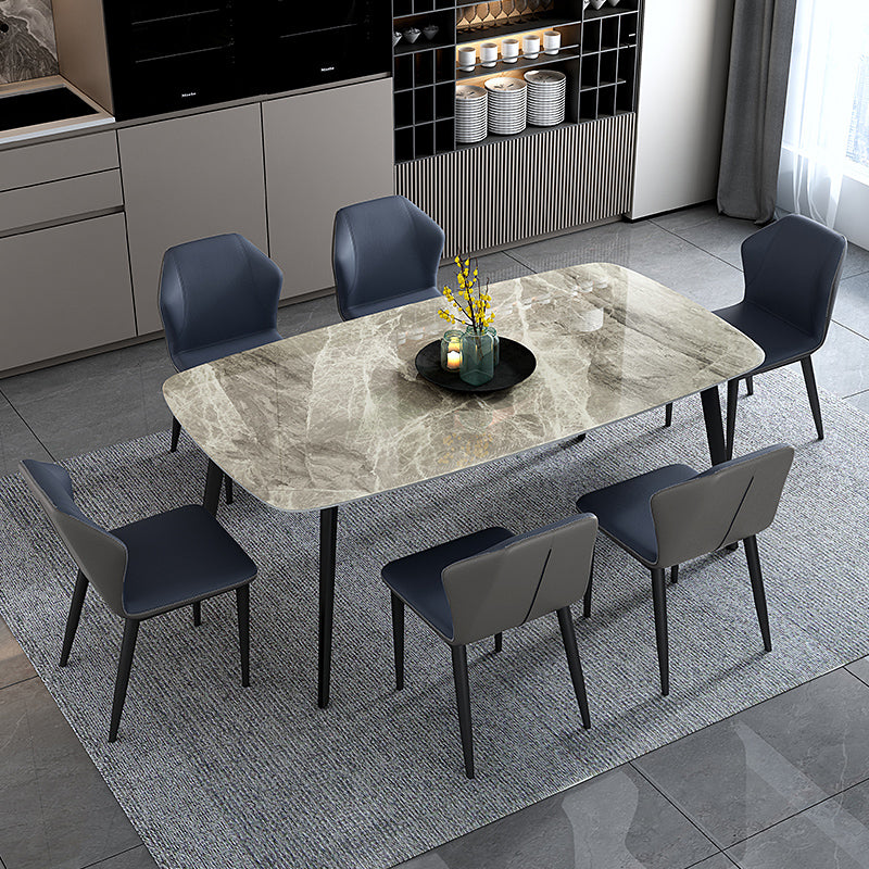 Home Sintered Stone Kitchen Table Industrial Rectangle Fixed Dining Desk