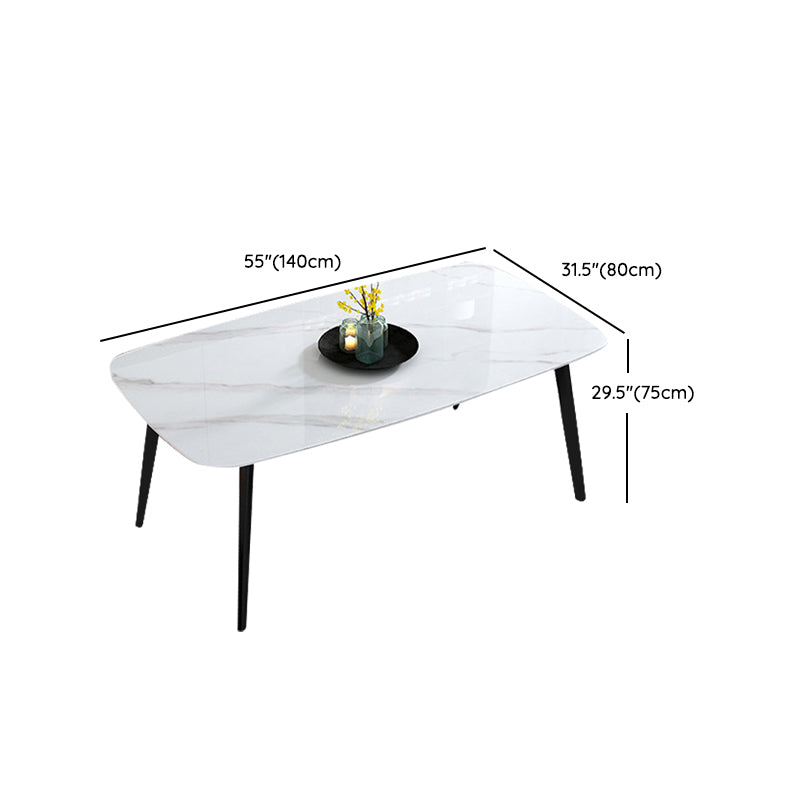 Home Sintered Stone Kitchen Table Industrial Rectangle Fixed Dining Desk