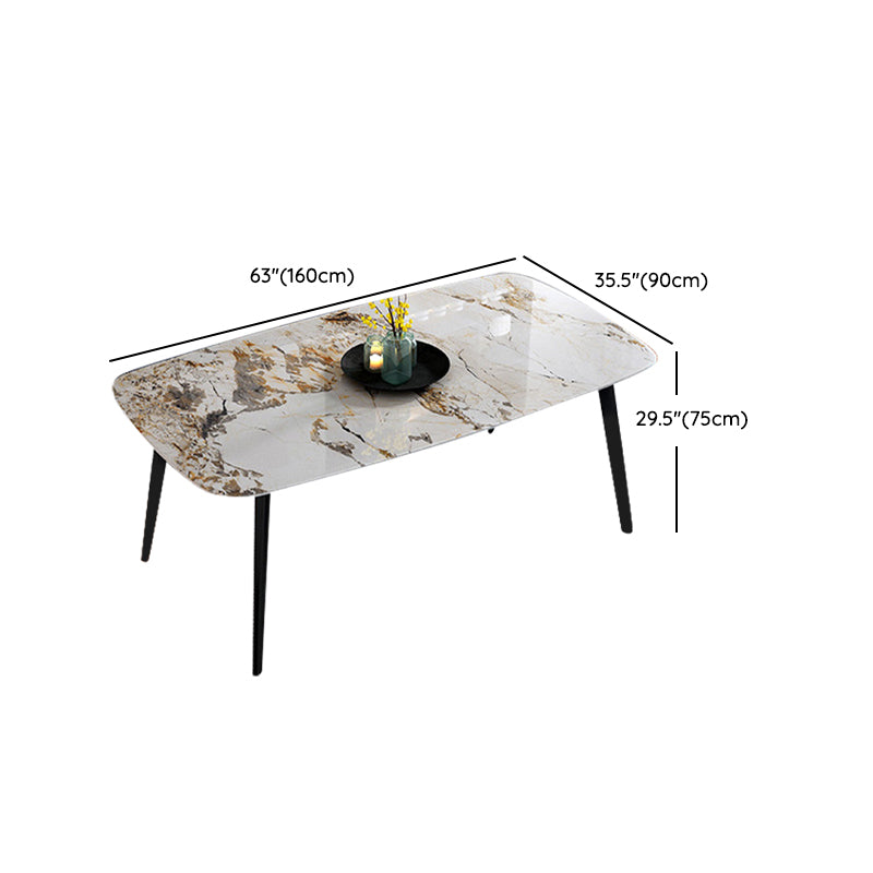Home Sintered Stone Kitchen Table Industrial Rectangle Fixed Dining Desk