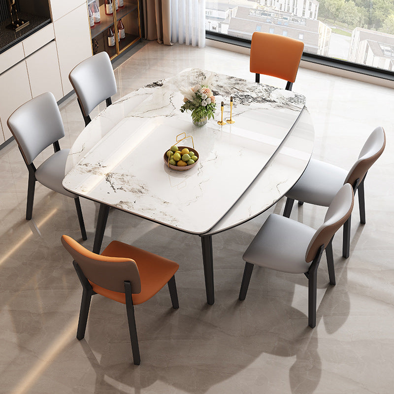 Modern Extendable Stone Dining Table Wood Base Table for Dining Room