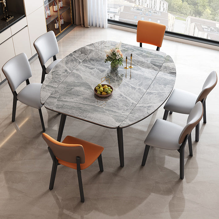 Modern Extendable Stone Dining Table Wood Base Table for Dining Room
