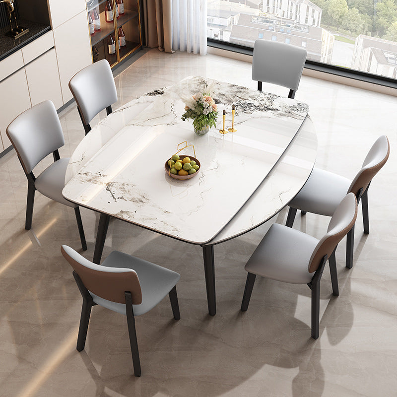 Modern Extendable Stone Dining Table Wood Base Table for Dining Room