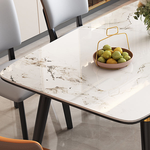 Modern Extendable Stone Dining Table Wood Base Table for Dining Room