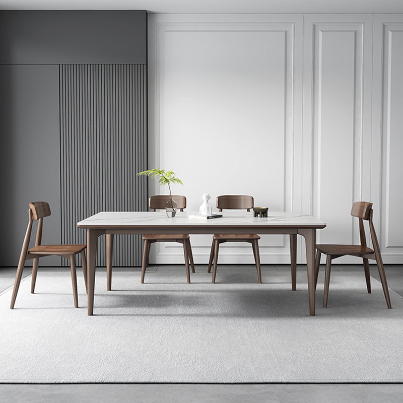 Industrial Rectangle Shape Dining Table Sintered Stone Fixed Desk for Home