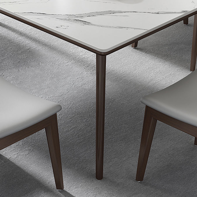 Industrial Rectangle Shape Dining Table Sintered Stone Fixed Desk for Home