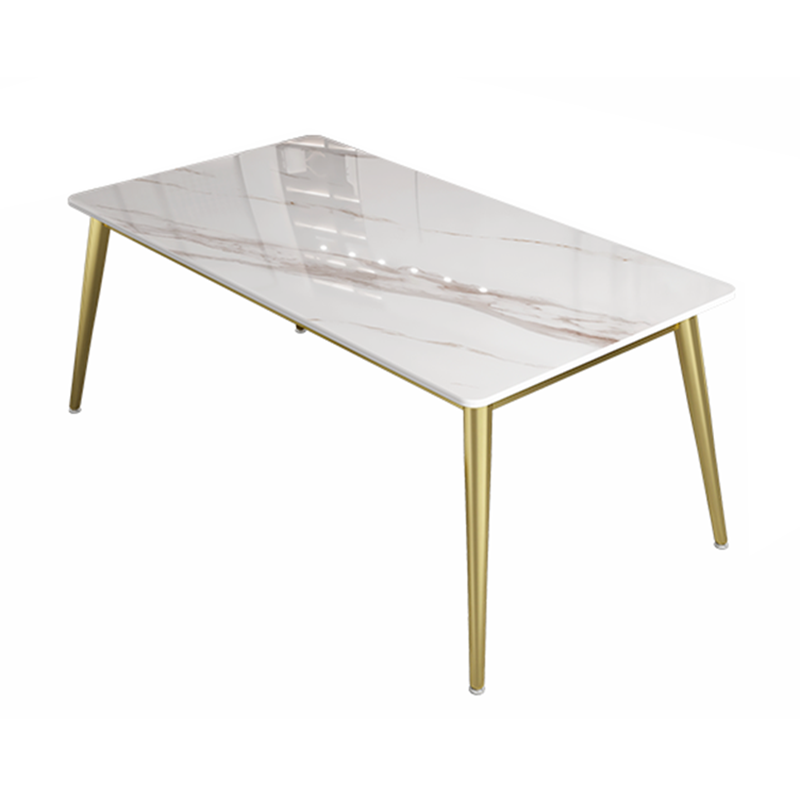 Slate and Metal Table Glam Style Minimalist Rectangular Dining Table