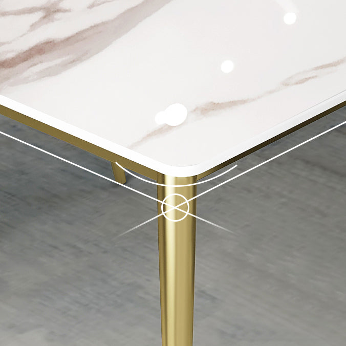 Slate and Metal Table Glam Style Minimalist Rectangular Dining Table