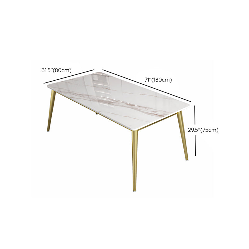 Slate and Metal Table Glam Style Minimalist Rectangular Dining Table
