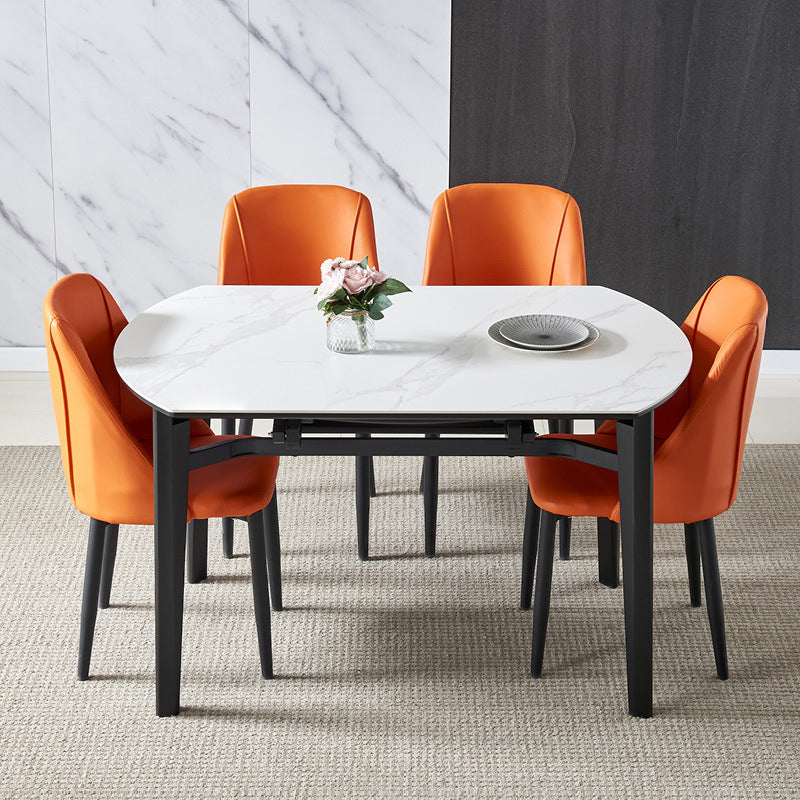 Slate and Wood Table Modern Minimalist Home Retractable Round Dining Table