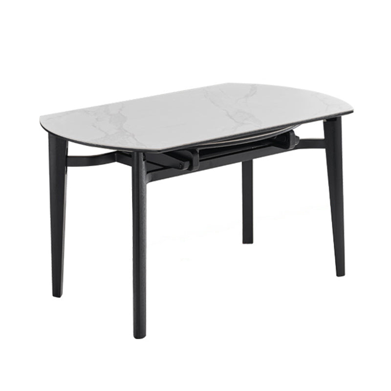Slate and Wood Table Modern Minimalist Home Retractable Round Dining Table