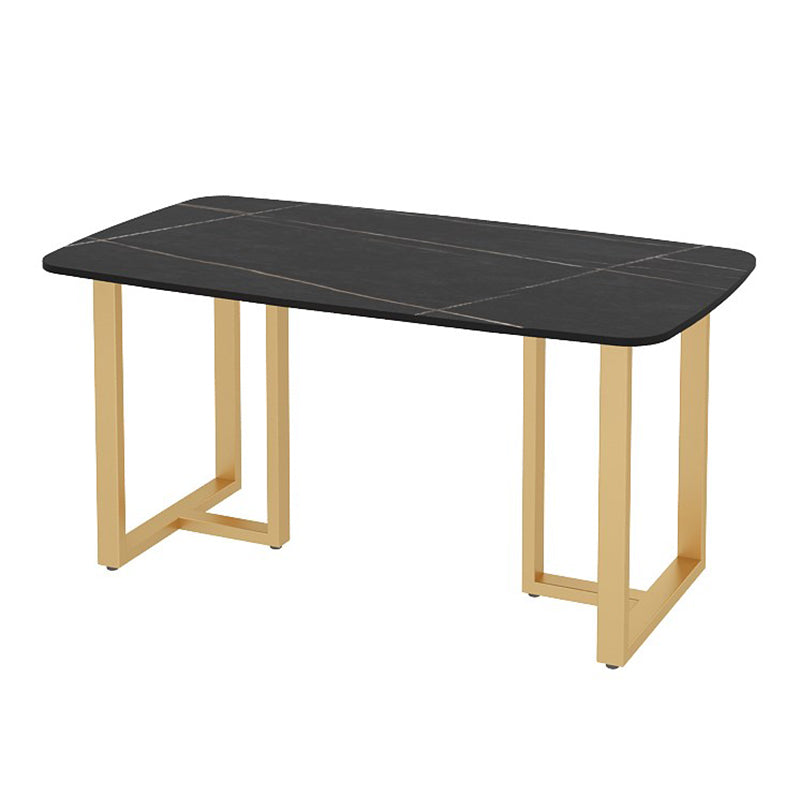 Slate and Metal Table Glam Style Restaurant Rectangular Dining Table