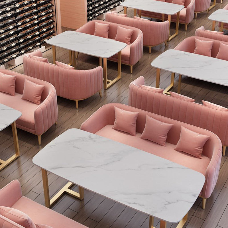 Slate and Metal Table Glam Style Restaurant Rectangular Dining Table
