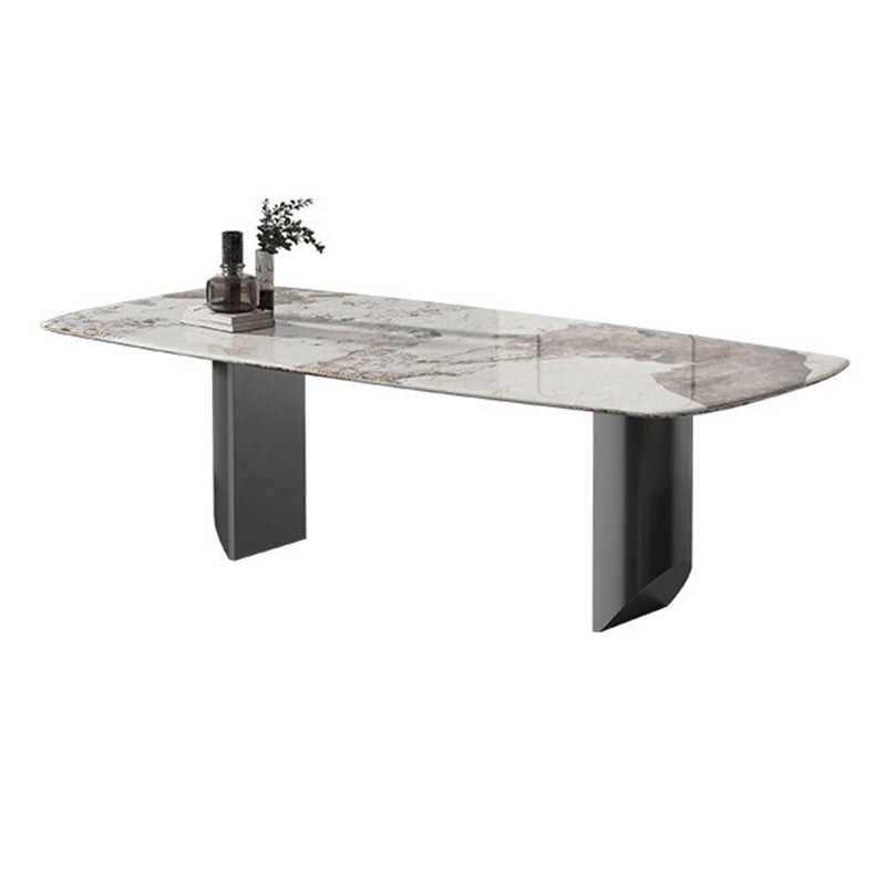 Simplicity Kitchen Table Sintered Stone Double Pedestal Dining Table