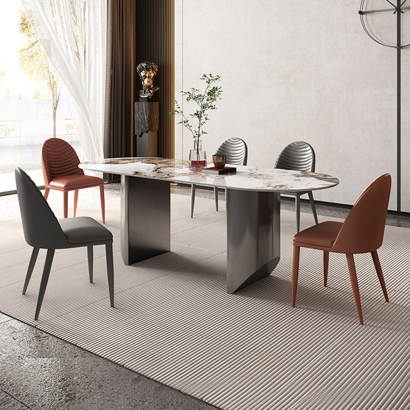 Simplicity Kitchen Table Sintered Stone Double Pedestal Dining Table