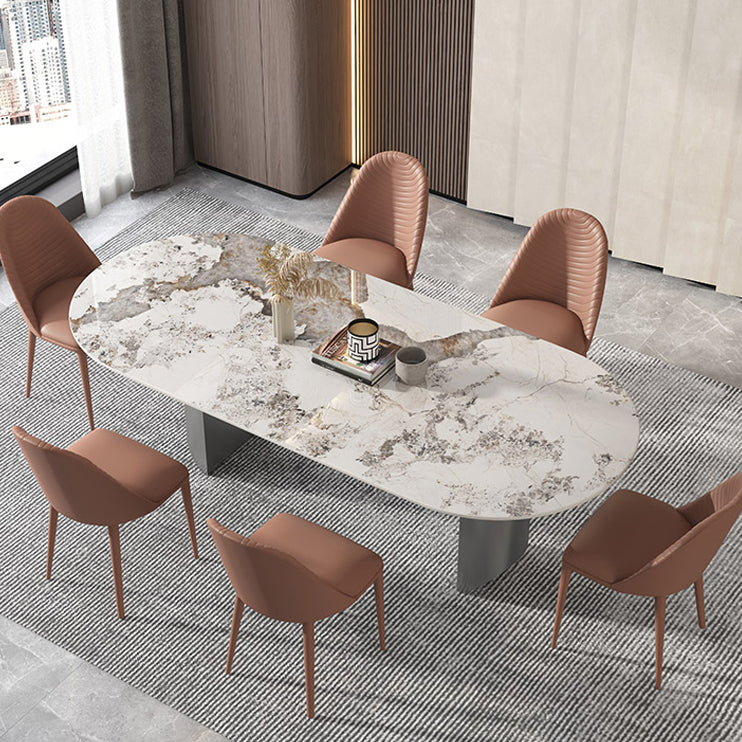 Simplicity Kitchen Table Sintered Stone Double Pedestal Dining Table