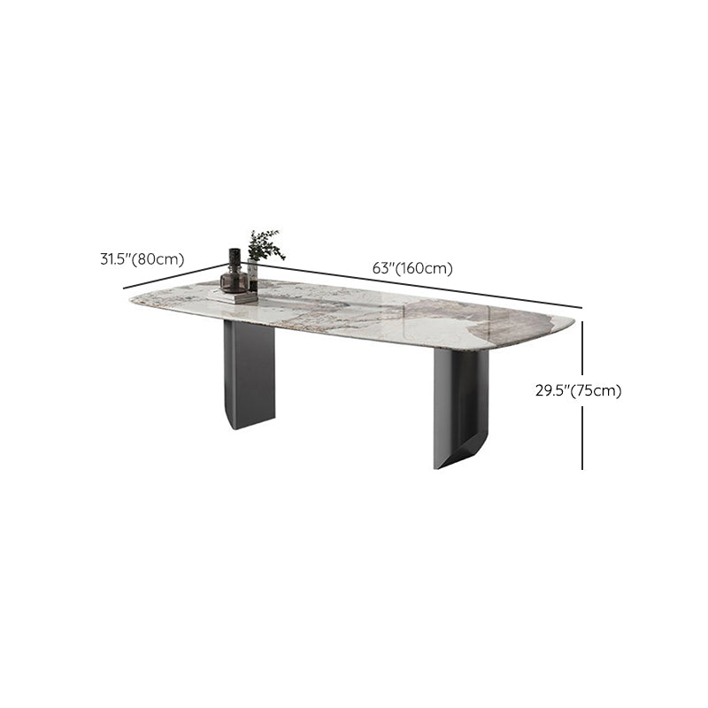 Simplicity Kitchen Table Sintered Stone Double Pedestal Dining Table