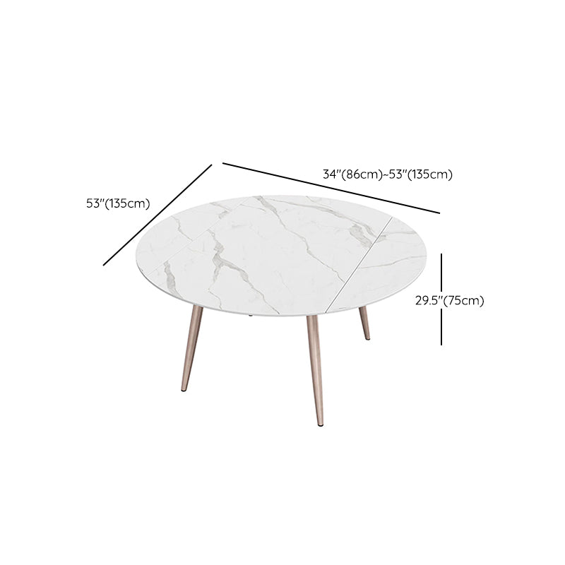 Metal and Slate Table Contemporary Style Home Retractable Round Dining Table