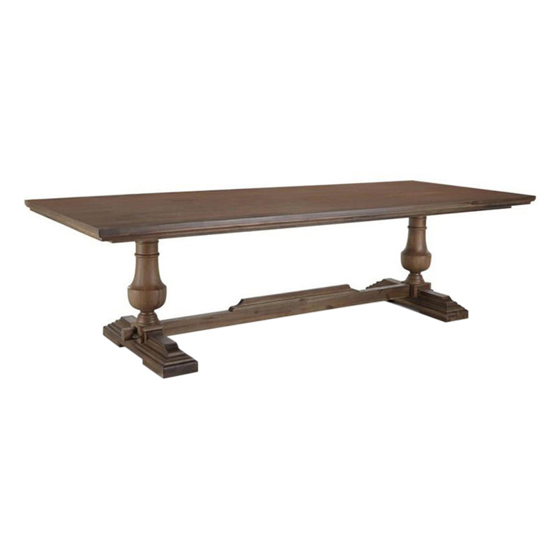 Mid-Century Modern Dining Table Rectangle Wooden Trestle Base Kitchen Table