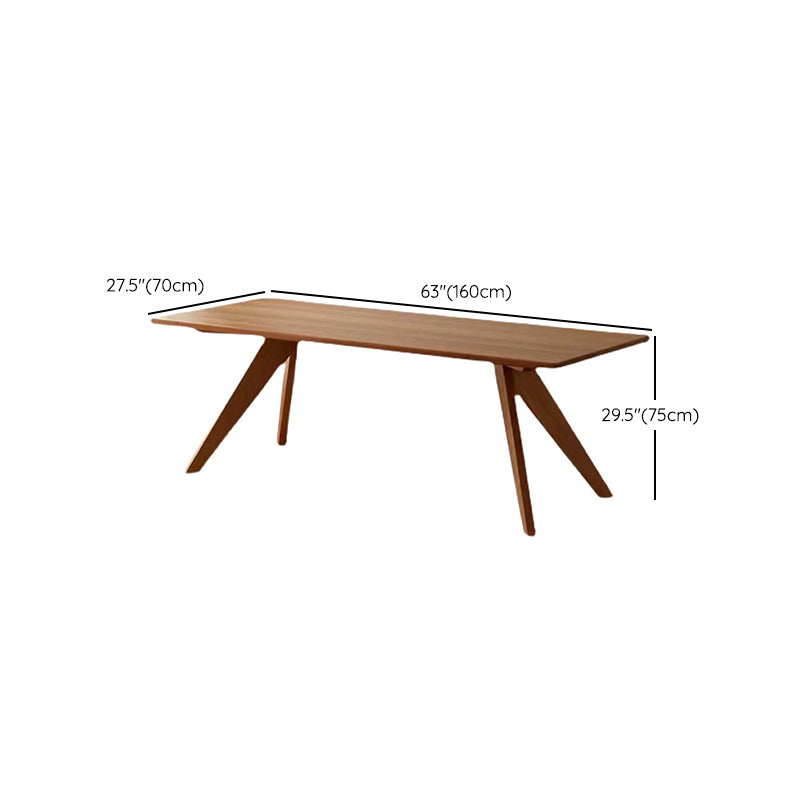 Rectangle Solid Wood Fixed Table Mid-Century Solid Wood Dining Room Table