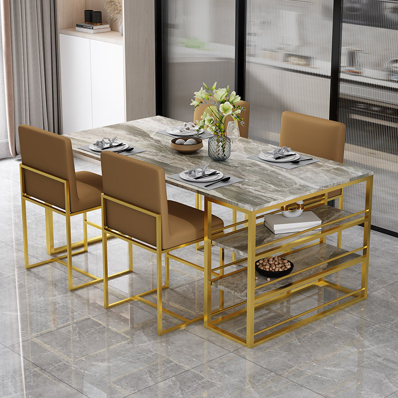 Metal and Slate Table Contemporary Family Rectangular Dining Table
