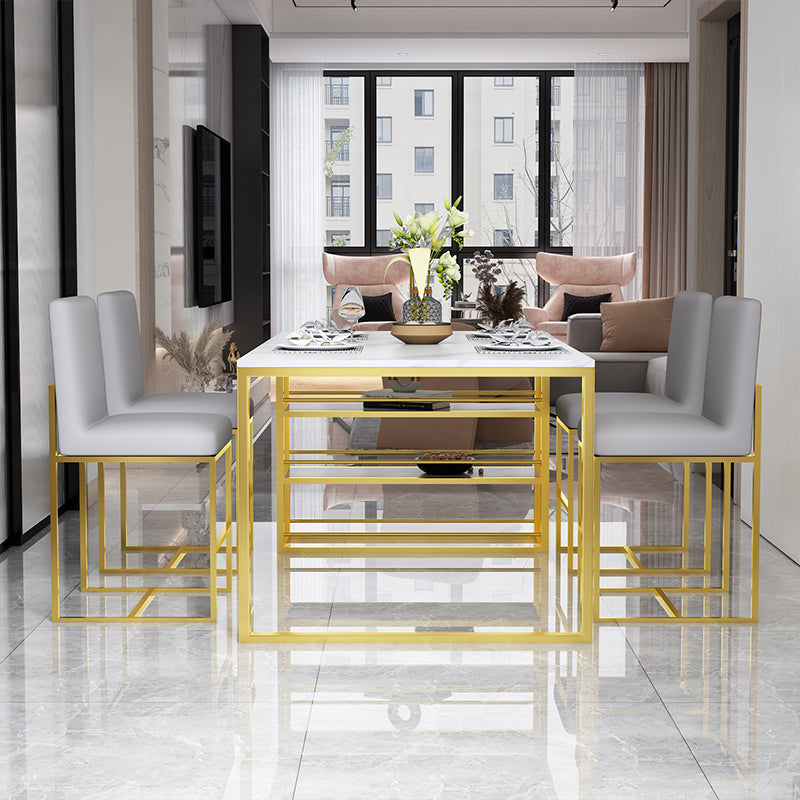 Metal and Slate Table Contemporary Family Rectangular Dining Table