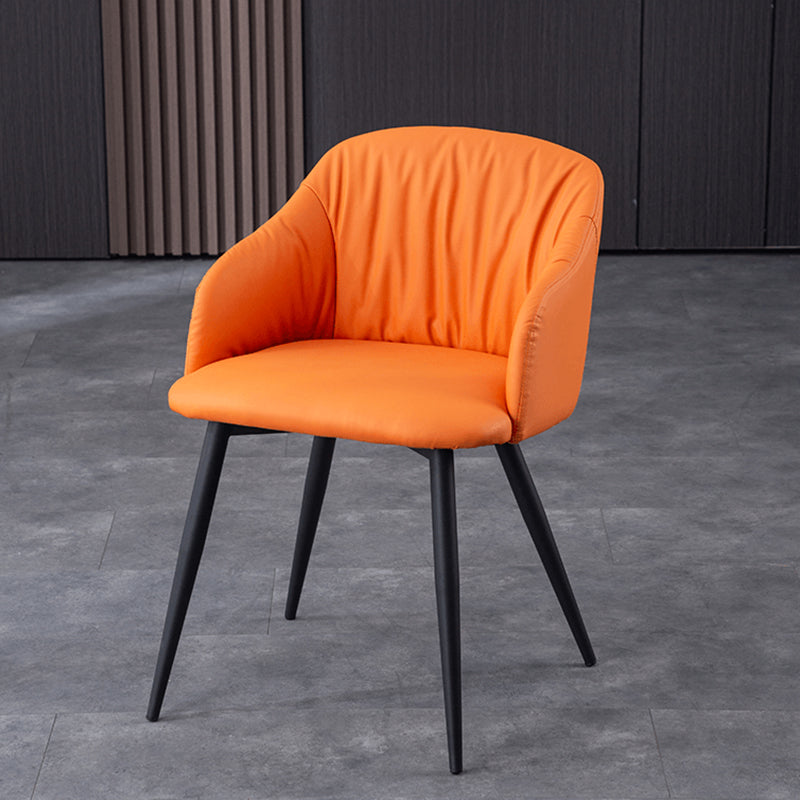 Industrial Faux Leather Dining Chair Upholstered Arm Chair with Metal Legs