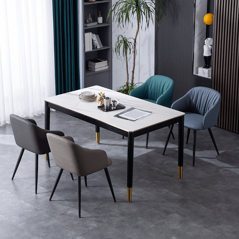 Industrial Faux Leather Dining Chair Upholstered Arm Chair with Metal Legs