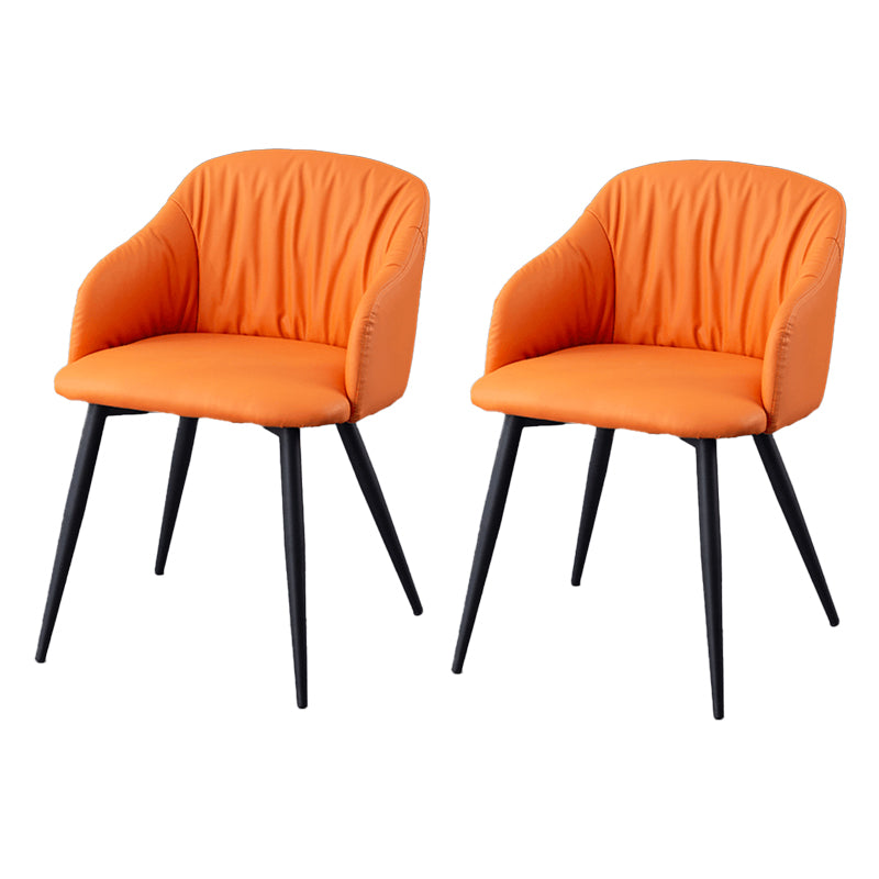 Industrial Faux Leather Dining Chair Upholstered Arm Chair with Metal Legs