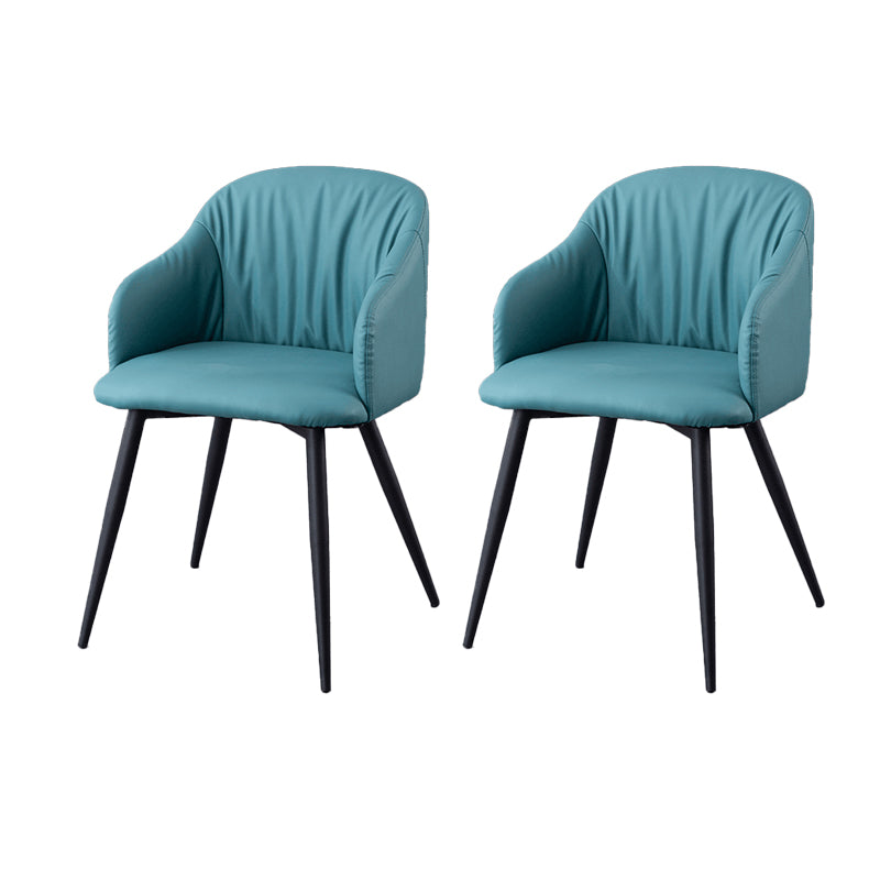 Industrial Faux Leather Dining Chair Upholstered Arm Chair with Metal Legs