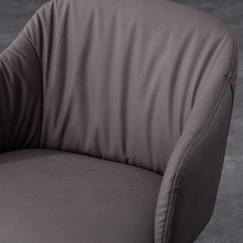 Industrial Faux Leather Dining Chair Upholstered Arm Chair with Metal Legs