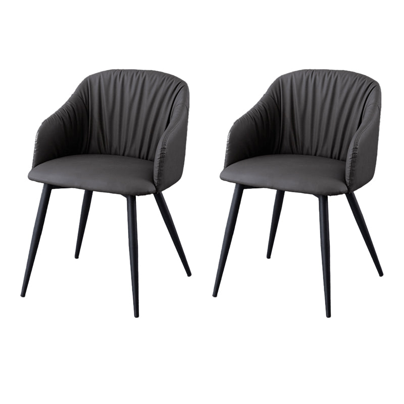 Industrial Faux Leather Dining Chair Upholstered Arm Chair with Metal Legs