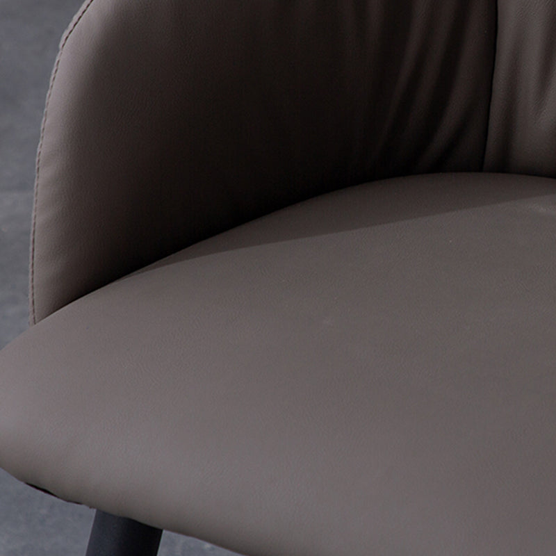 Industrial Faux Leather Dining Chair Upholstered Arm Chair with Metal Legs