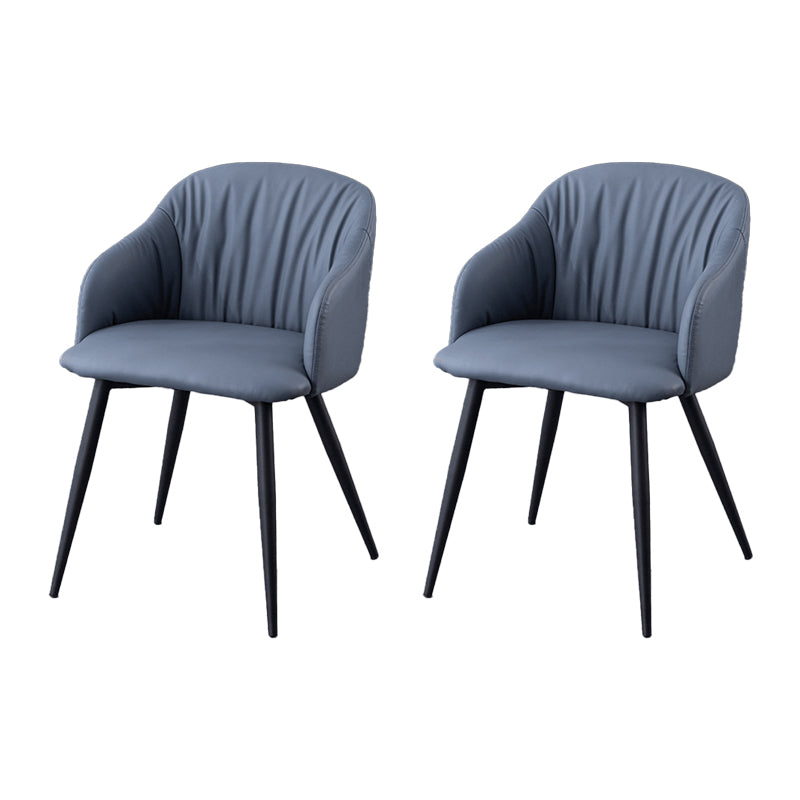 Industrial Faux Leather Dining Chair Upholstered Arm Chair with Metal Legs