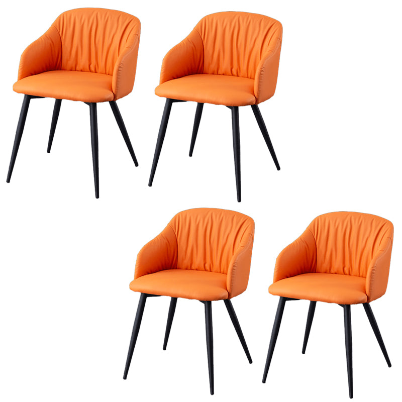 Industrial Faux Leather Dining Chair Upholstered Arm Chair with Metal Legs