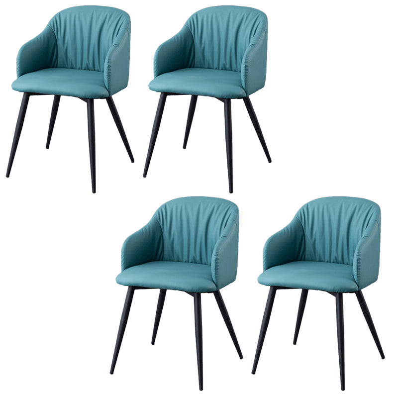 Industrial Faux Leather Dining Chair Upholstered Arm Chair with Metal Legs