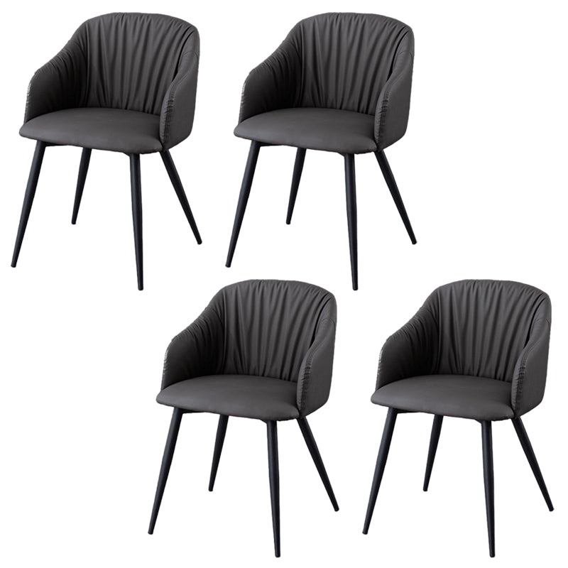 Industrial Faux Leather Dining Chair Upholstered Arm Chair with Metal Legs