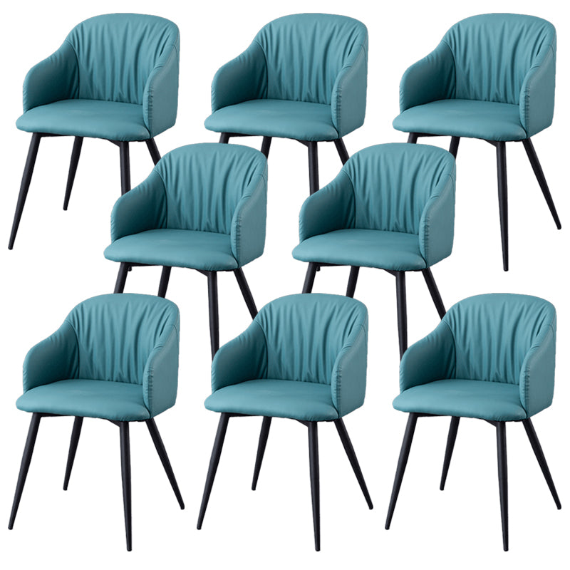 Industrial Faux Leather Dining Chair Upholstered Arm Chair with Metal Legs