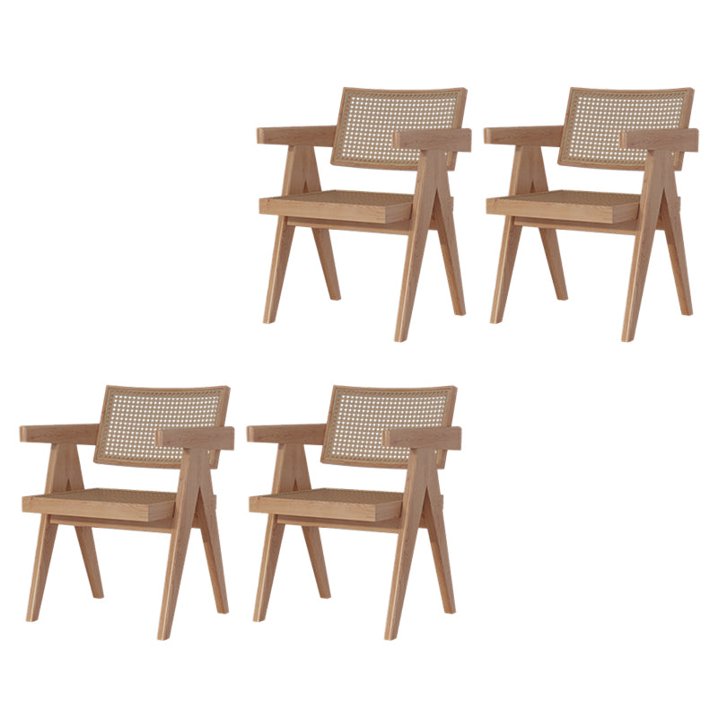Wood Side Dining Arm Chair Traditional Open Back Dining Side Chair in Natural