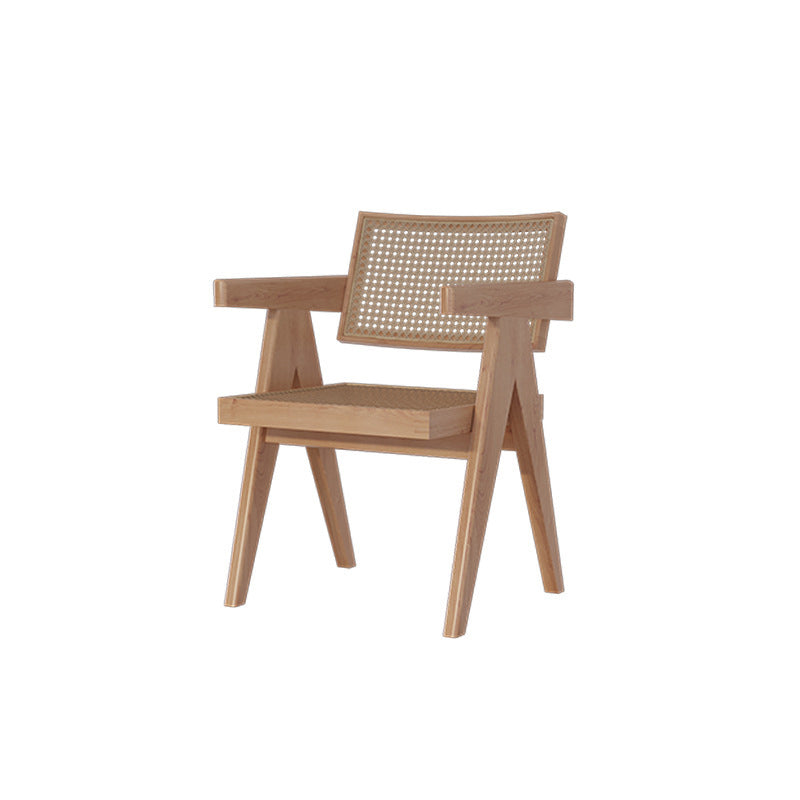 Wood Side Dining Arm Chair Traditional Open Back Dining Side Chair in Natural