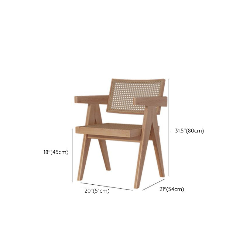 Wood Side Dining Arm Chair Traditional Open Back Dining Side Chair in Natural