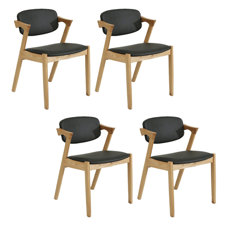 Wood Side Dining Chairs Contemporary Open Back Dining Side Chair in Black