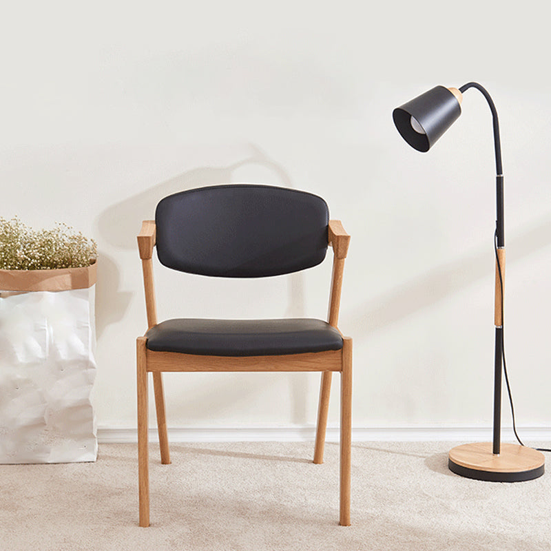 Wood Side Dining Chairs Contemporary Open Back Dining Side Chair in Black