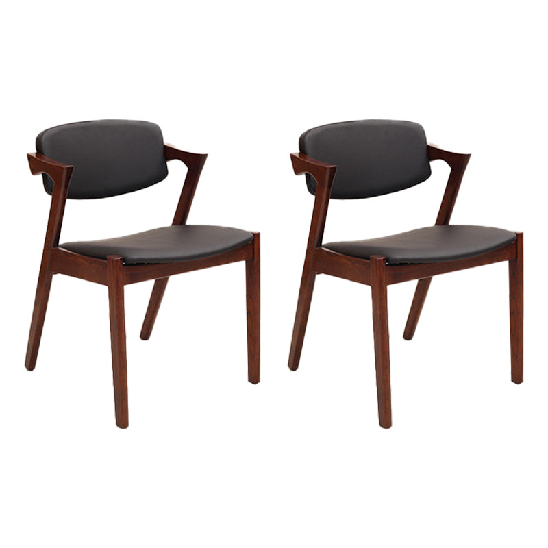 Wood Side Dining Chairs Contemporary Open Back Dining Side Chair in Black