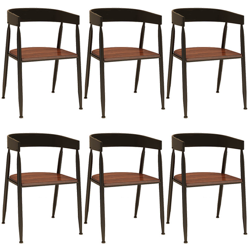 Contemporary Kitchen Dining Armchair Metal Side Dining Chairs in Black