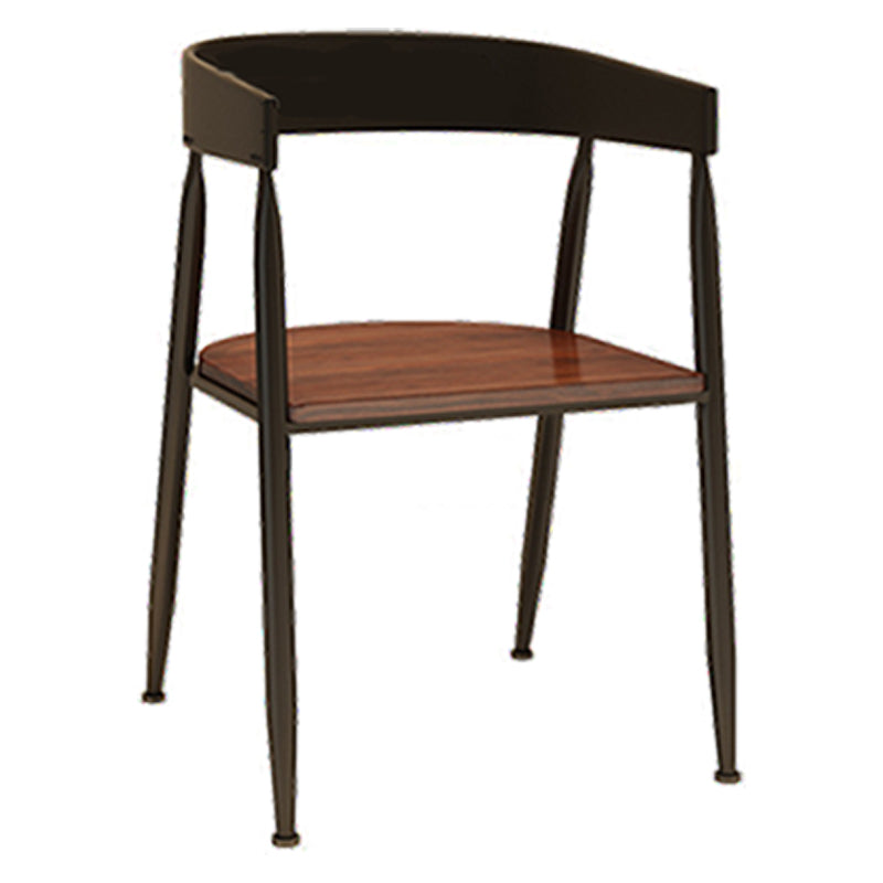 Contemporary Kitchen Dining Armchair Metal Side Dining Chairs in Black