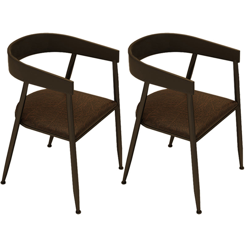Contemporary Kitchen Dining Armchair Metal Side Dining Chairs in Black